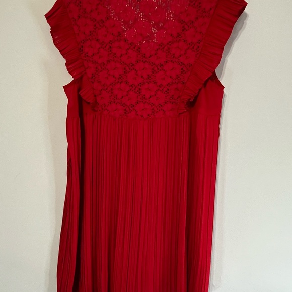 Umgee short ruffle sleeve A line dress. Red in color. Size small (B) - Picture 3 of 3